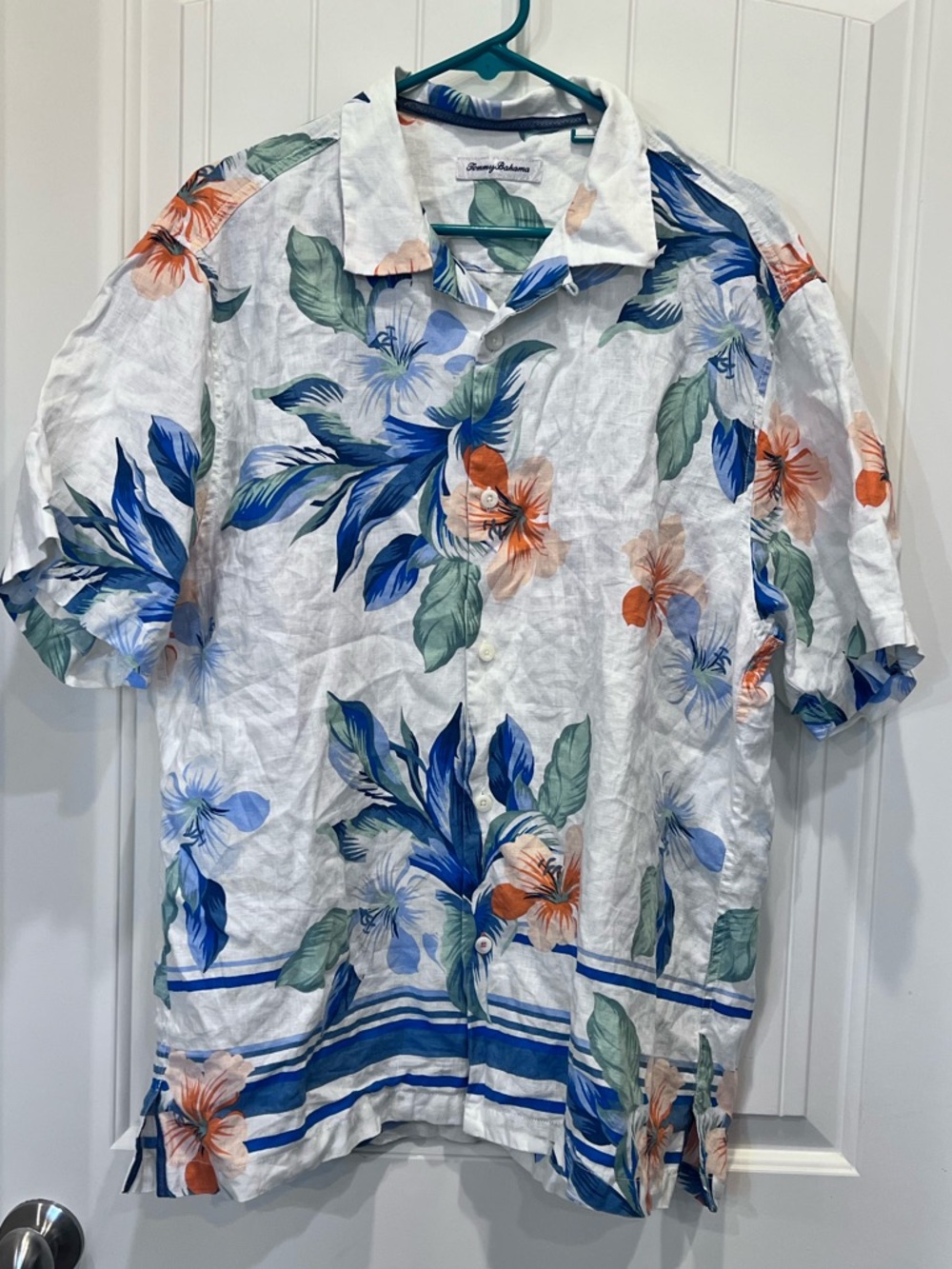 Tommy Bahama Linen Hawaiian Button up Shirt Sz Large